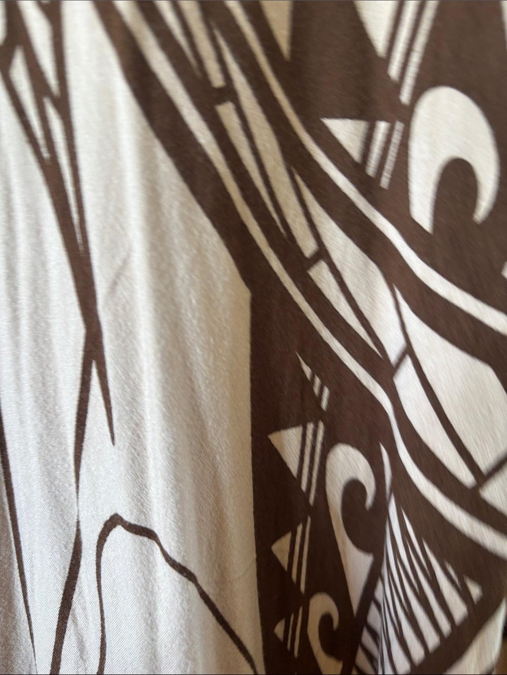 Cold-Shoulder Midi Dress in Beige and Brown Tribal Print - Picture 8 of 10